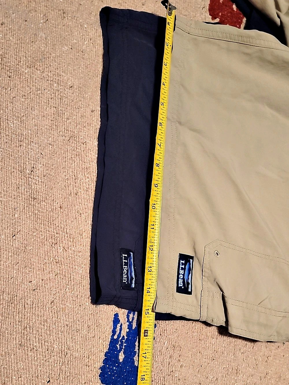 L.L.Bean Men's Classic Supplex Sport Cargo Activewear Swim Shorts Tan & Blue - Picture 7 of 14